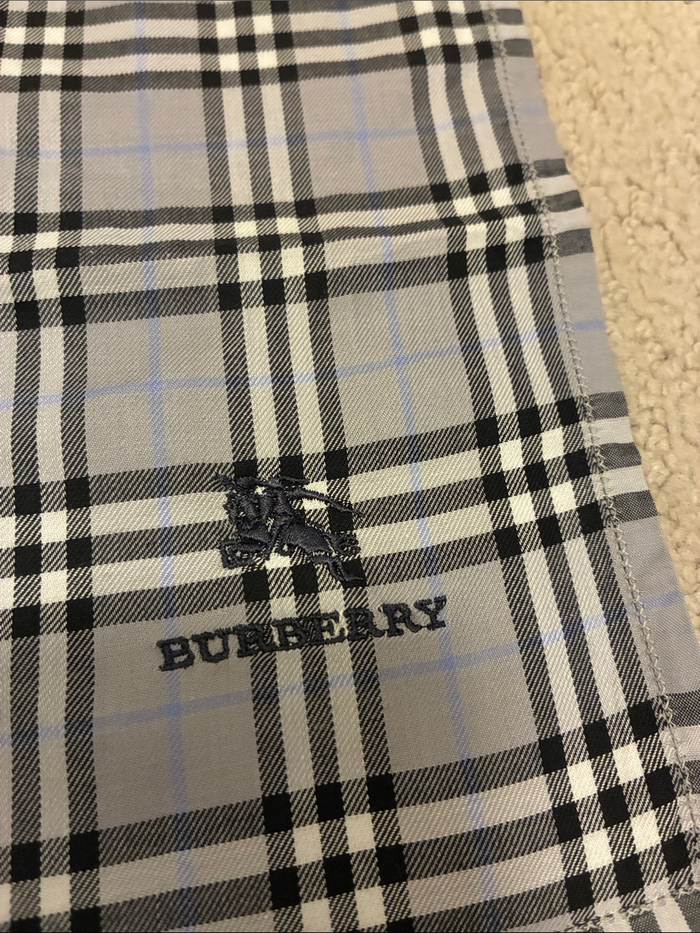 Burberry Vintage Grey Plaid Cotton Handkerchief Pocket Square Japan👝 - Picture 2 of 5